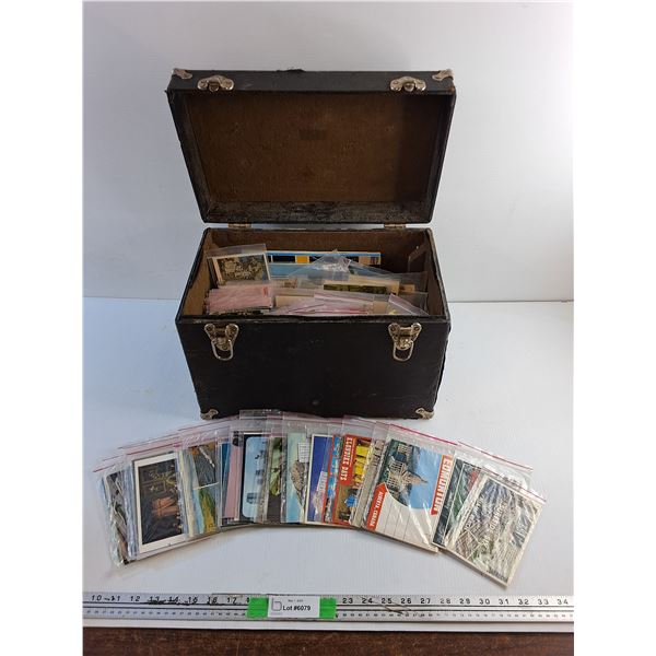 Vintage Trunk and Various Post Cards