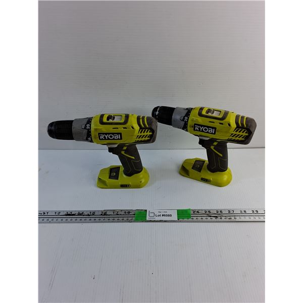 (2) Ryobi Cordless Drills - Tested, Missing Batteries