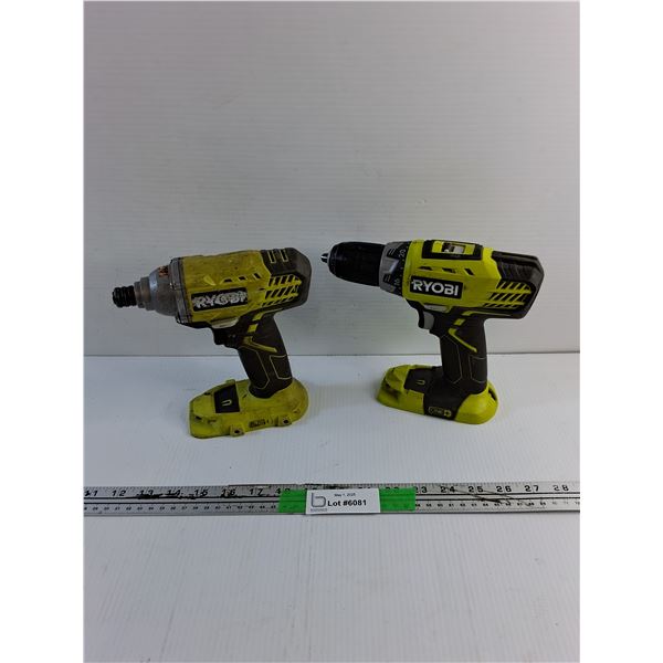 (2) Ryobi Cordless Drills - Tested, Missing Batteries