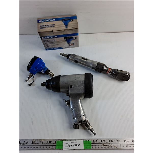 Mastercraft Mini Palm Grip Nailer, Air Ratchet Wrench and Drill
