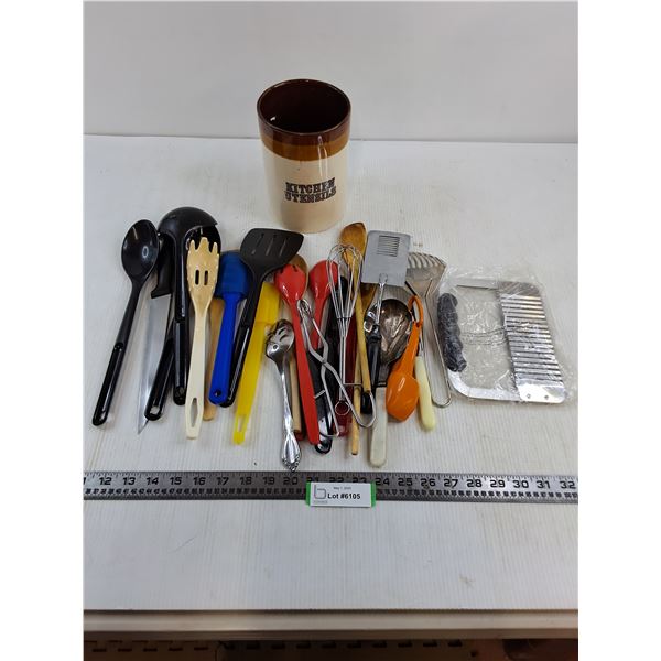 Assorted Kitchen Utensils with Ceramic Holder