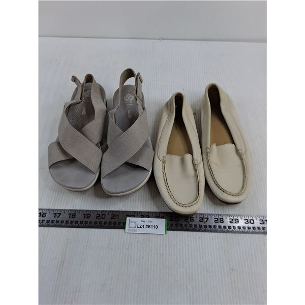 (2) Pairs of Women's Shoes (Clark's Cloudstep Sandals & Rockports) Both Approx Size 5 or 6