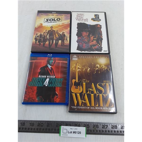 (4) DVD Movies (John Wick, Solo, The Last Waltz)
