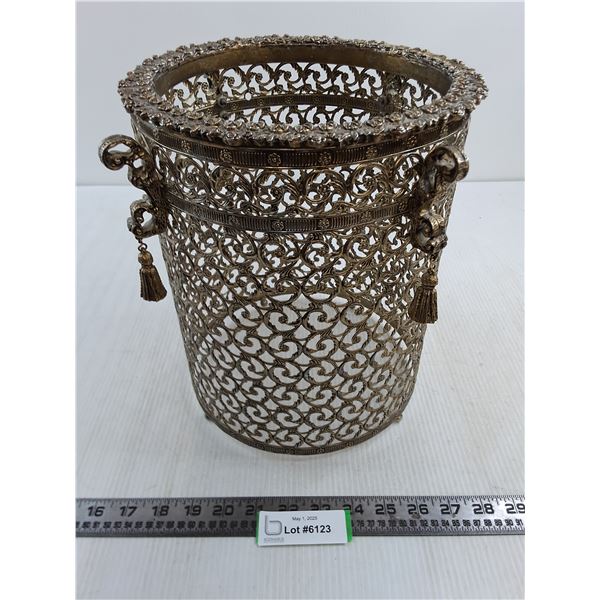 Brass Plant Pot Holder 11" Tall x 9.5" Dia