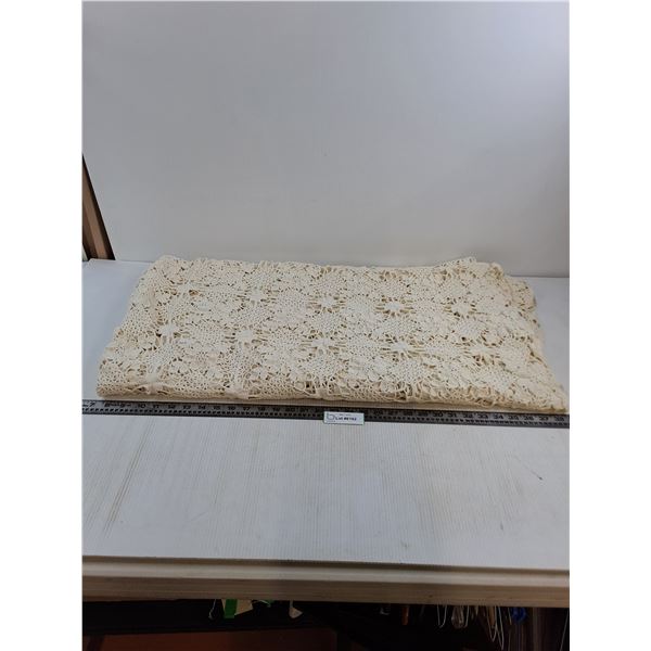 Vintage Knitted Table Cloth 60" x 66"