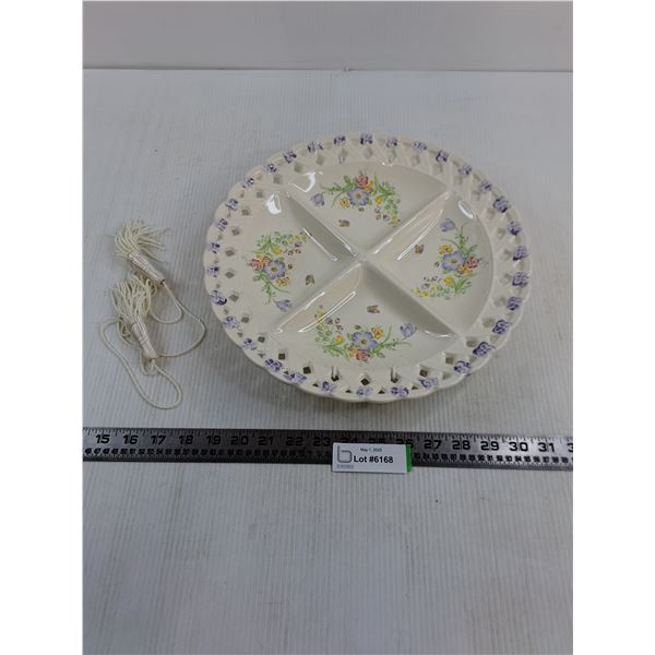 Decorative Segmented Plate 13" Dia, Tassels