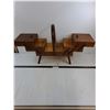 Image 1 : Vintage Wooden Sewing Basket Table - 33" Fully Open