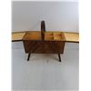 Image 2 : Vintage Wooden Sewing Basket Table - 33" Fully Open