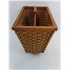 Image 2 : Vintage Wooden Weave Magazine Basket - 14" x 9" x 13"