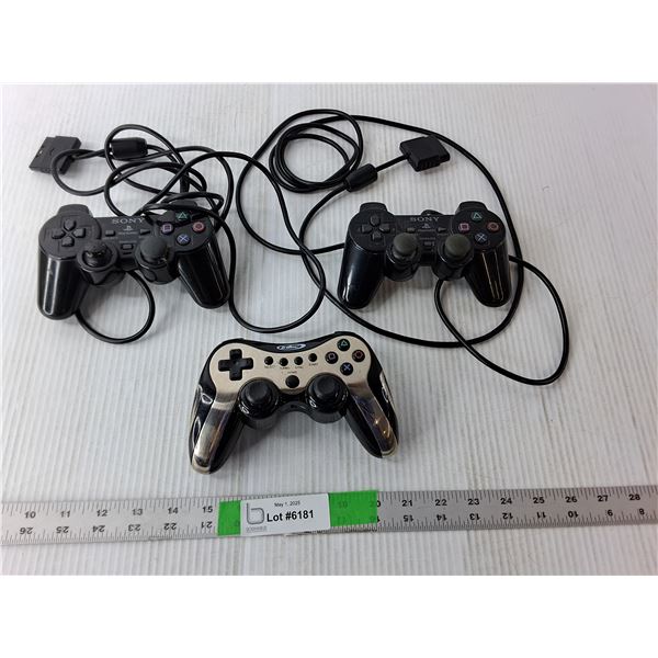 (3) Game Controllers- Sony Playstation, Intec- As Is