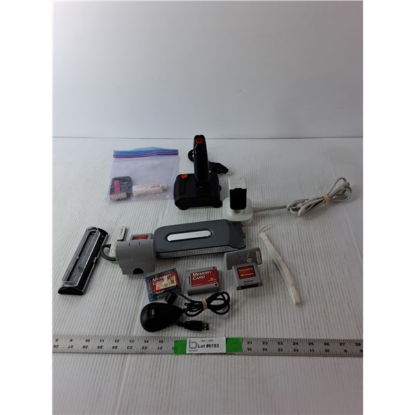 Xbox 360 Quick Charge Kit, Quickshot Joystick, Nintendo 64 Memory Cards, Misc.