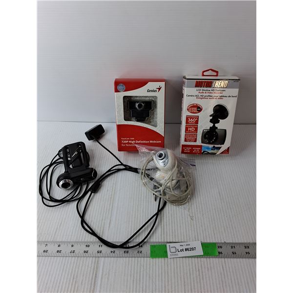 (3) Webcams-Logitech, Panwest, Genius & Dashcam- Motor Trend, not tested
