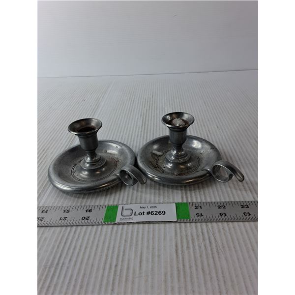 (2) Pewter Candle Holders