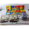 Image 1 : (14) Kids Books- Cailou, Other, (2) Seat Covers, Koss Alarm Clock/Cd Player-Powers On