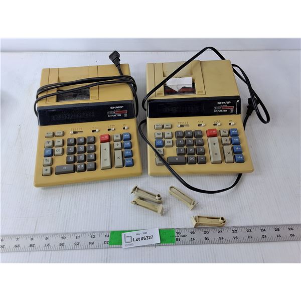 (2) Vintage Sharp Printing Calculators- One Powers On
