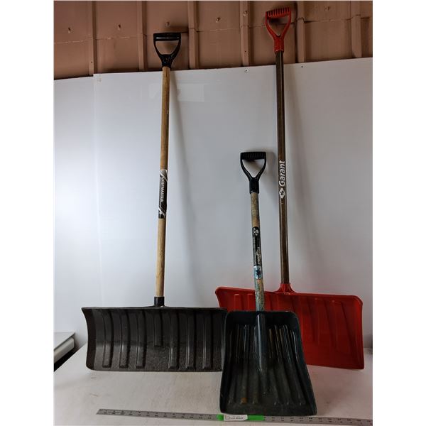 **(3) Plastic Shovels Up to 56" Tall- Yard Works, Garant, Shopmaster, Cannot Ship