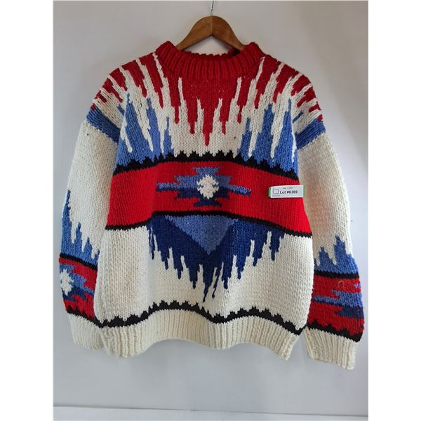* Hand Knit Wool Sweater - Approx Size M/L