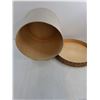 Image 2 : Round Wooden Storage Bin with Wicker Lid - 15" Dia x 13" High