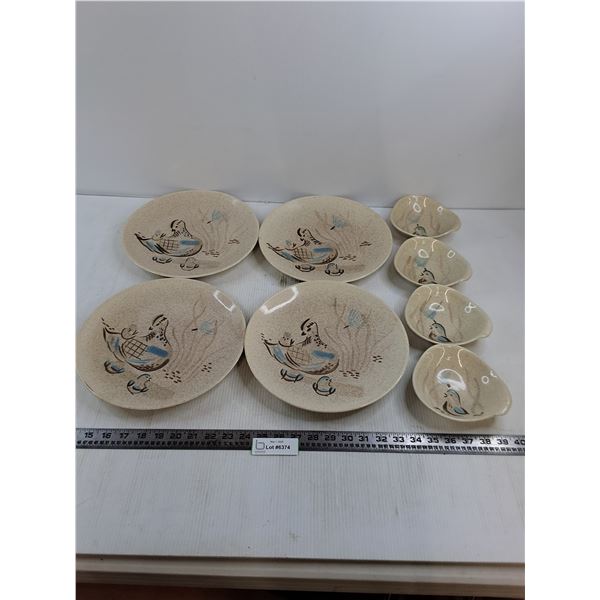 Set of Red Wing Handpainted Dishes