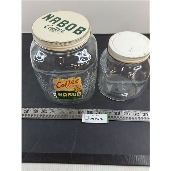 (2) Vintage Glass Jars with Lids