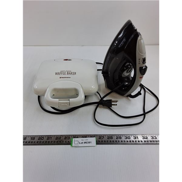 Toastmaster Waffle Baker & Sunbeam Clothing Iron - Both Power On
