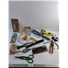 Image 1 : Tin Shears, Dry Wall Tools, Measuring Tape, Chalk Lines, Metal Detector and Misc