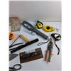 Image 4 : Tin Shears, Dry Wall Tools, Measuring Tape, Chalk Lines, Metal Detector and Misc