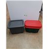 Image 1 : *(2) Plastic Totes with Lids - 23 x 17 x 17" - Cannot Ship