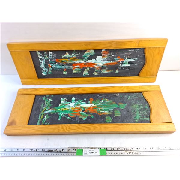 *(2) Framed Modern Wall Arts - 28 x 9"