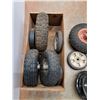 Image 3 : Various Cart Wheels and Wooden Crate - Cannot Ship