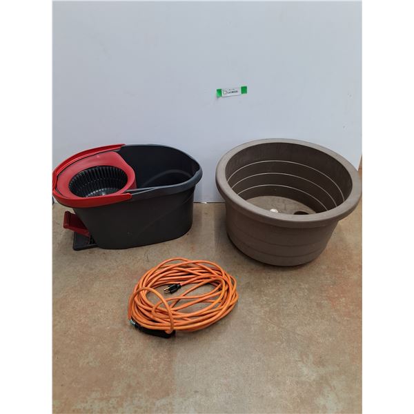 Mop Bucket, Cord Extension and Oil Pan