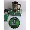 Image 3 : Saskatchewan Roughriders Collectors Flags, Beerstein, Circular Blade and Tissues