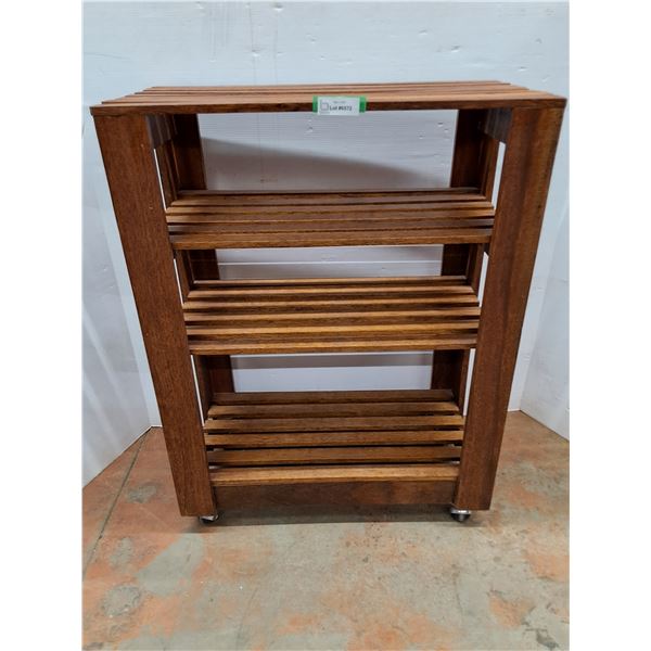 *Wood 4 Tier Shelf on Wheels 39" Tall x 30" x 15", Cannot Ship
