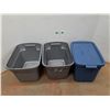 Image 1 : *(3) Plastic Totes, (2) Lids, Cannot Ship