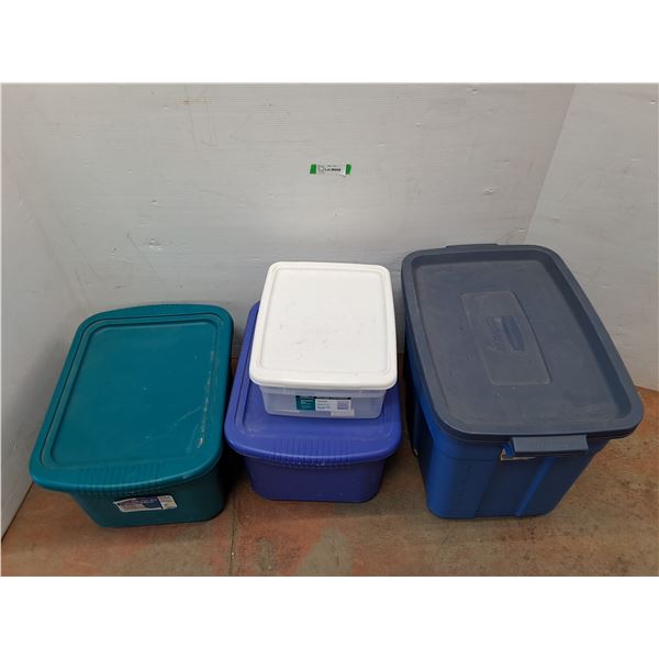 *(4) Plastic Totes with Lids, Cannot Ship