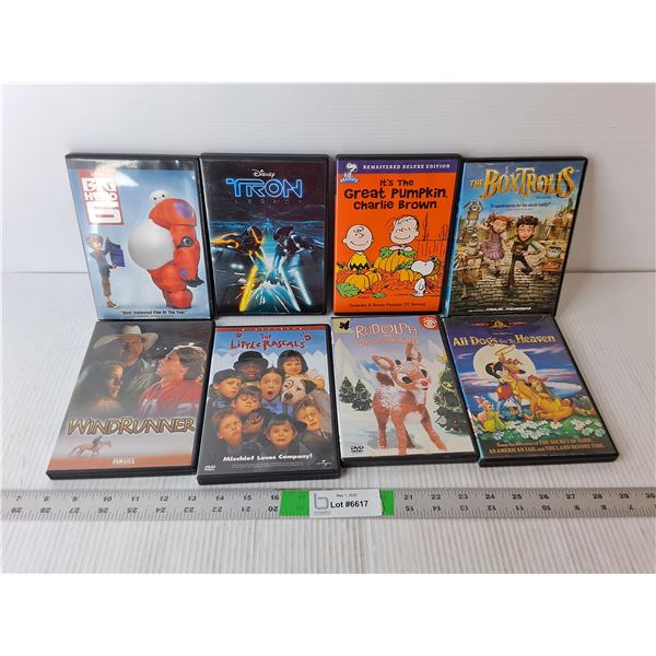 (8) Kids' DVDs- The Boxtrolls, Big Hero 6, Tron, Misc.