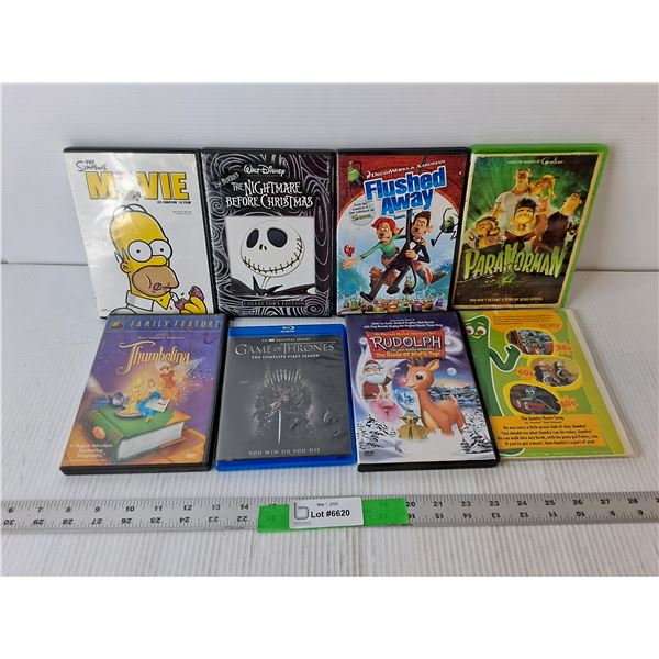 (7) Kids DVDs- Paranorman, Flushed Away, Misc. & Game of Thrones Season 1 on Bluray, Missing Disc 1