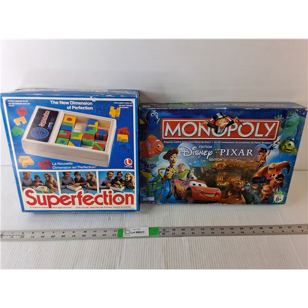 (2) Board Games- Disney/Pixar Monopoly, Superfection