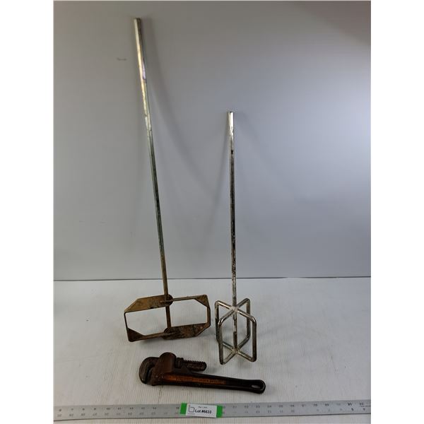 (2) Paint Mixers and a 12" Rigid Pipewrench