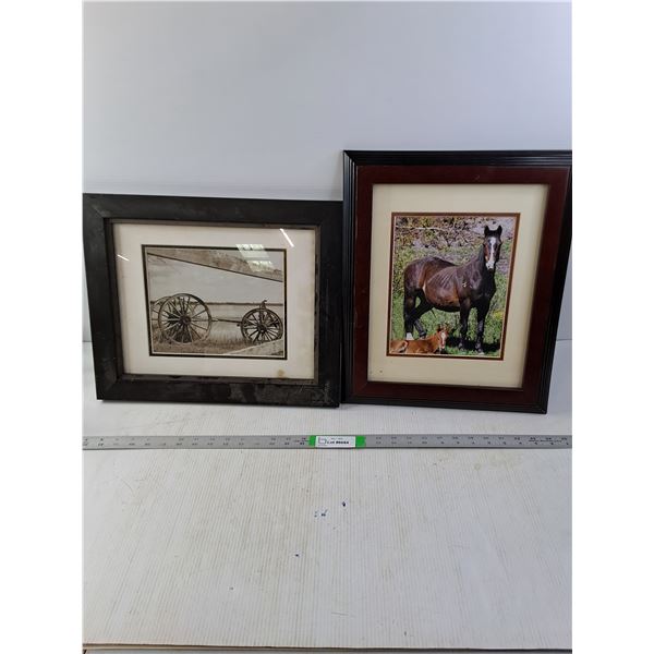 Horse Picture and a Wagon Picture-both 14x17