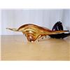 Image 2 : 538 -- VINTAGE DEEP PURPLE CHALET GLASS CENTERPIECE, AMBER CHALET GLASS CENTERPIECE