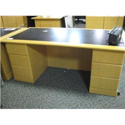 Maple Inlay Executive Double Pedestal Desk