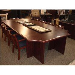 12 Foot Mahogany Inlay Boardroom Table