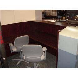 Mahogany L Shape Desk C/w Counter