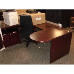 Mahogany U Shaped Bullet Top Desk (p14)