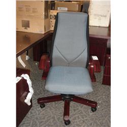 Mahogany Framed Blue Highback Chair