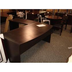 Brazilian Walnut Bow Front L-shape Desk