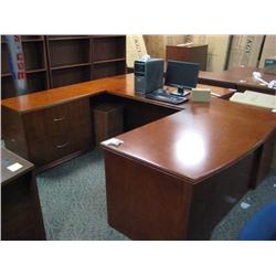 Cherry U-Shaped Executive Desk C/w 2 Drawer