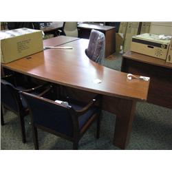Cherry Bow Front L-Shaped Desk