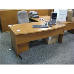 Oak Bow Front L-Shaped Desk